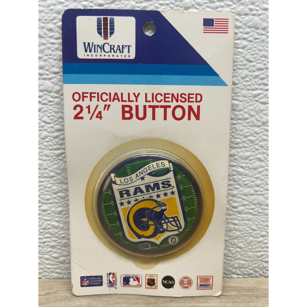 Vtg Los Angeles Rams NFL Officially Licensed Button Pin By WinCraft Made In USA
